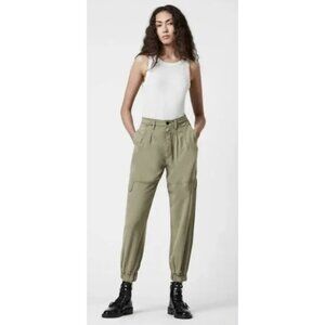 ALL SAINTS Lira High Rise Utility Trousers Pants Khaki Green US 4 Casual Minimal